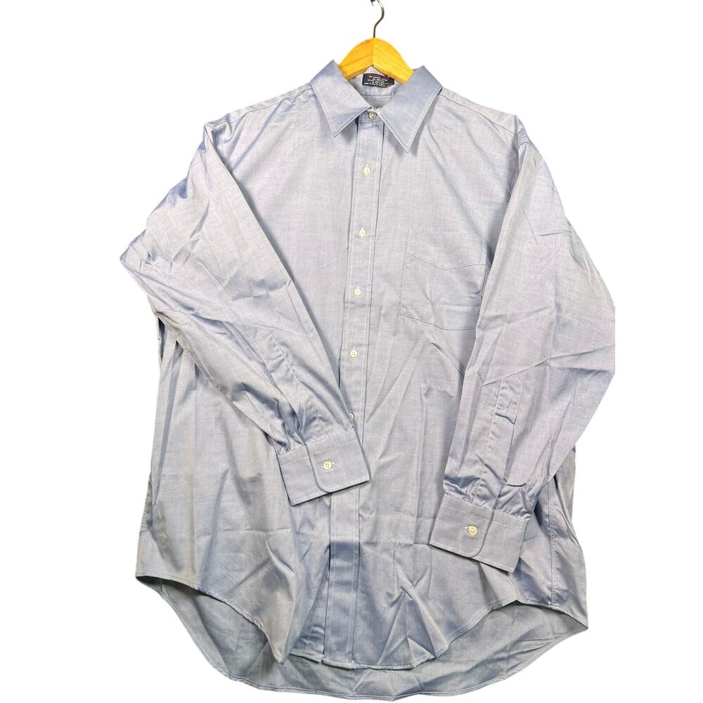 Huntington Blue Long Sleeve Shirt Large Egyptian Cotton USA Made